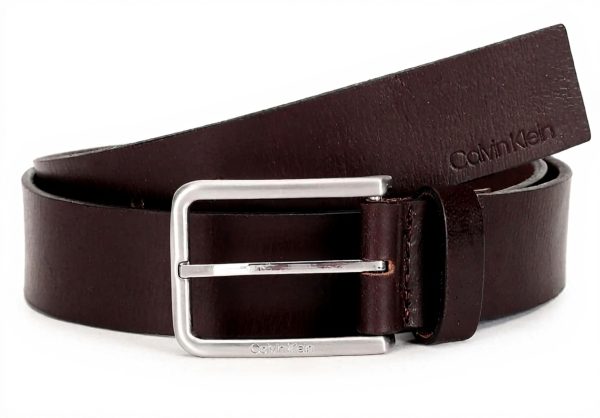 Ceinture Calvin Klein cuir Homme marron boucle métal