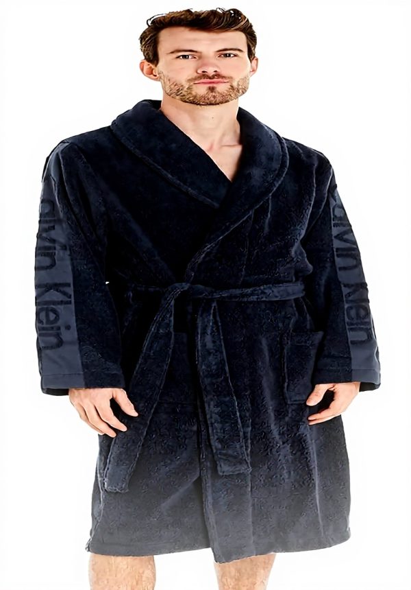 Peignoir homme Calvin Klein coton doux confortable bleu