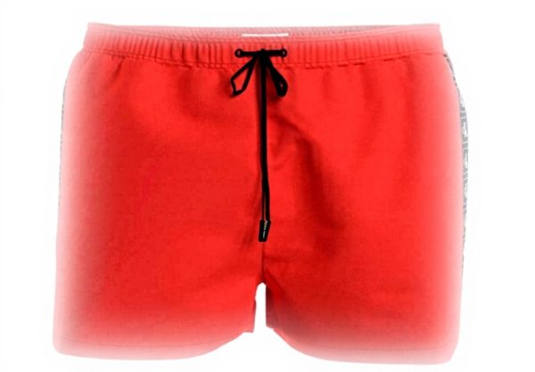 Short de Bain Calvin Klein Homme Drawstring Rouge Noir