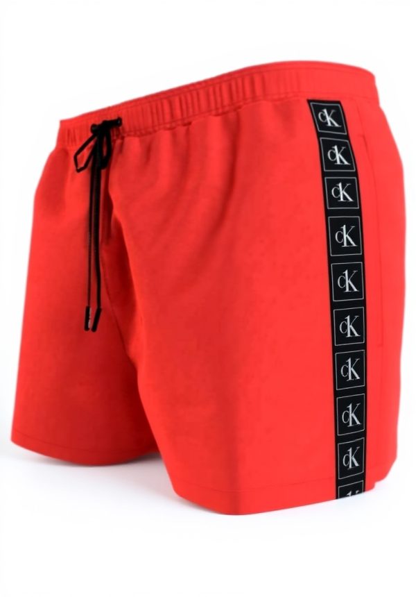 Short de Bain Calvin Klein Homme Drawstring Rouge Noir