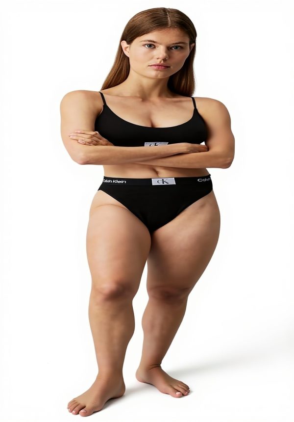 Slip brésilien Calvin Klein taille haute femme noir confort