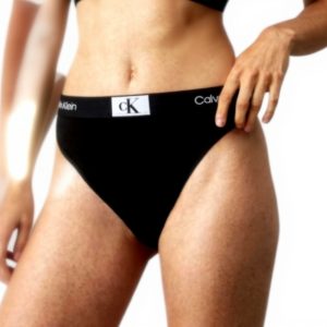Slip brésilien Calvin Klein taille haute femme noir confort