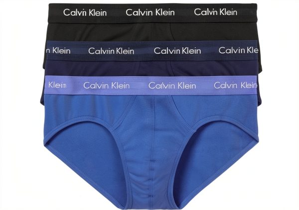 Slips Calvin Klein coton extensible homme lot 3 noir bleu