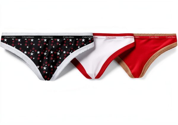 Calvin Klein Strings Femme Lot de 3 Confortable Moderne