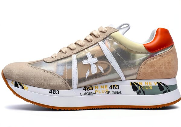 Chaussures Femmes Sneakers PREMIATA Conny 5612 Beige Cuir-2