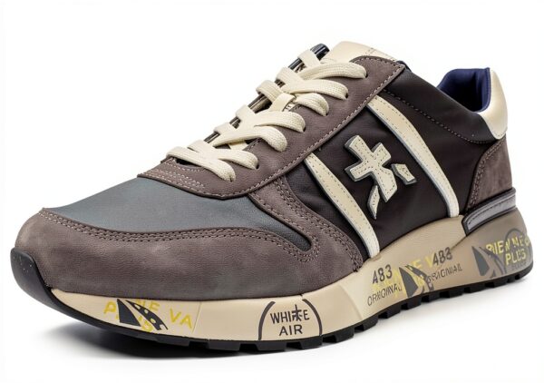 Premiata Adult Lander 6906 Gris Chaussures Homme Cuir Véritable-0