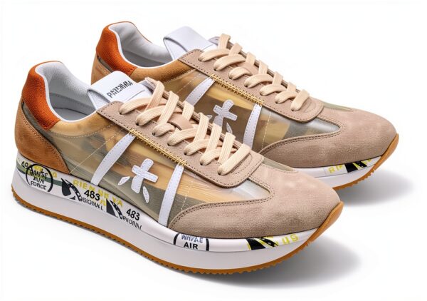 Chaussures Femmes Sneakers PREMIATA Conny 5612 Beige Cuir-3