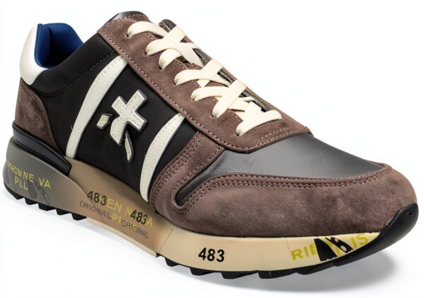 Premiata Adult Lander 6906 Gris Chaussures Homme Cuir Véritable-4