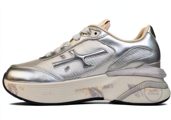 PREMIATA Chaussures Femme Sneaker Tissu Cuir MOERUND_6993 Argent-6