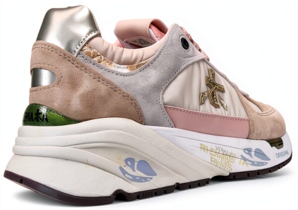 PREMIATA Baskets Femme MASED_7397 en Daim et Toile Beige Rose-3