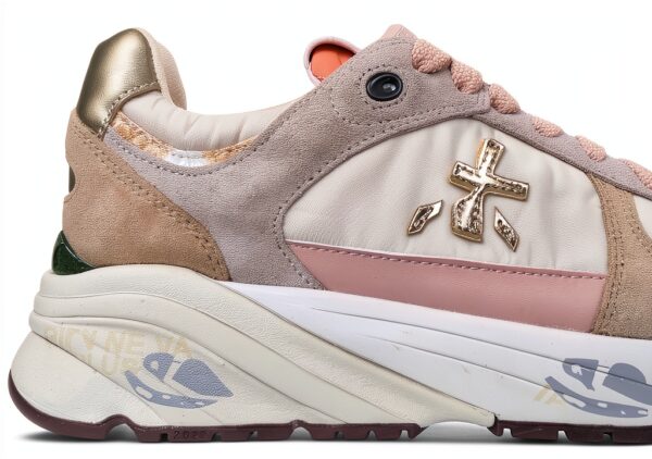 PREMIATA Baskets Femme MASED_7397 en Daim et Toile Beige Rose-2