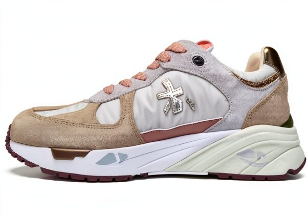 PREMIATA Baskets Femme MASED_7397 en Daim et Toile Beige Rose-6