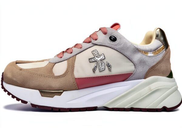 PREMIATA Baskets Femme MASED_7397 en Daim et Toile Beige Rose-0